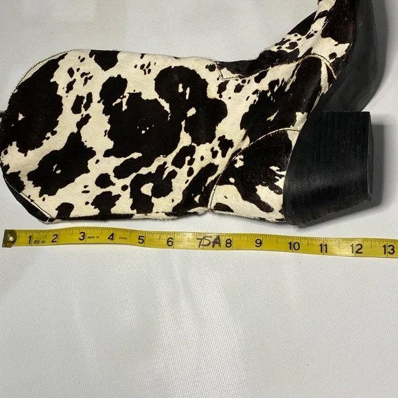 Dingo Black and White Cowhide Ankle Boots 8 1/5 leather - Picture 9 of 10